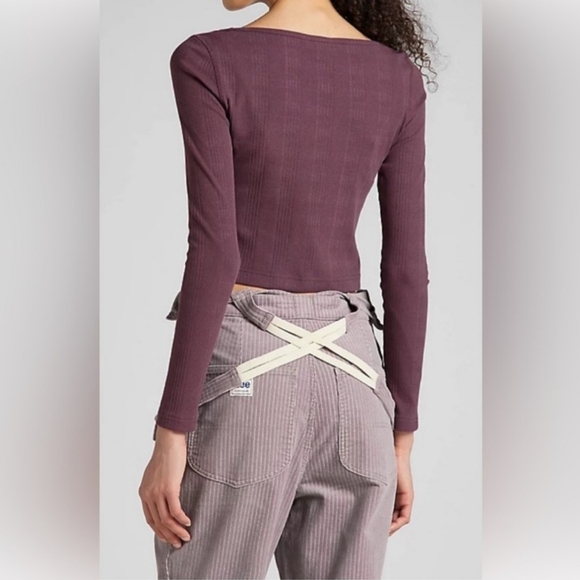 Free People X Lee Factory Flare Cord Overalls NWT Size S Purple Storm - Picture 4 of 5